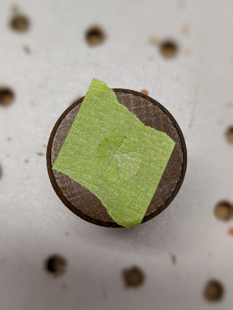 Sample cork center-marked.