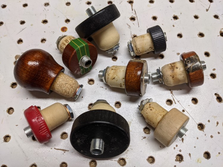 An assortment of lamp corks ready to go