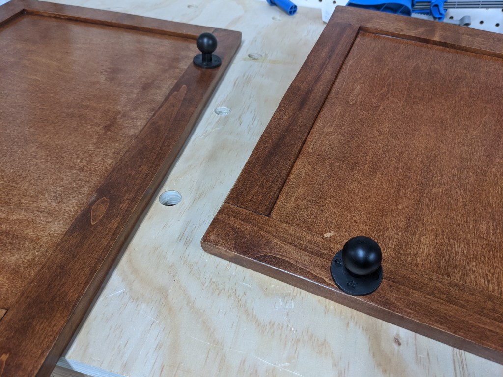 Vanity doors finished before assembly